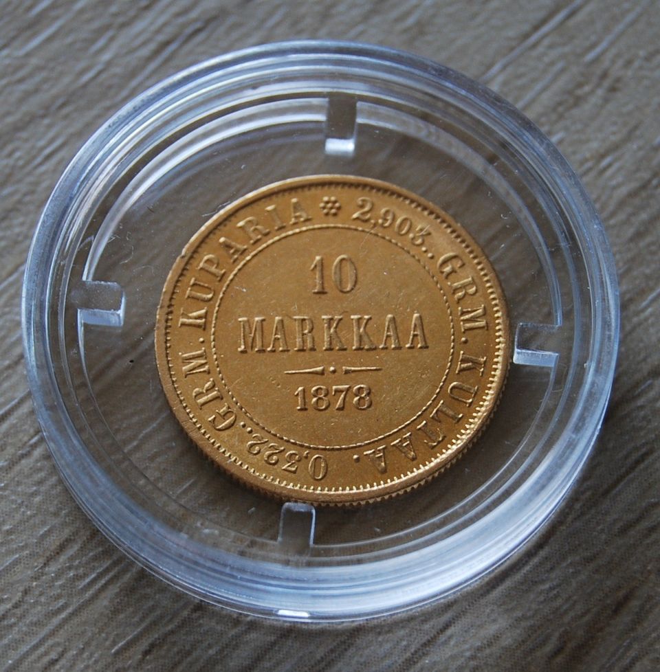 10 mk kultaraha 1878 Suomi - Ensimmäinen lyöntivuosi