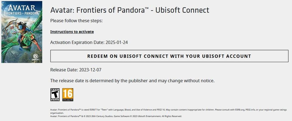 Avatar: Frontiers of pandora (PC /Uplay)