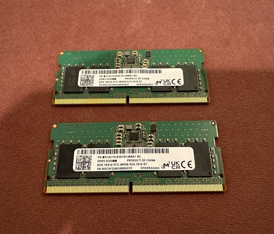 Muisti kannettavaan 16Gb (2x8GB) Micron DDR5 SO-DIMM PC5-4800