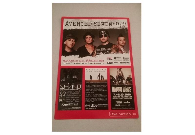 Avenged Sevenfold keikka flyer (2010), rock, metal