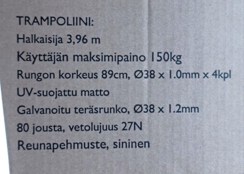 Trampoliinin suojaverkko uusi