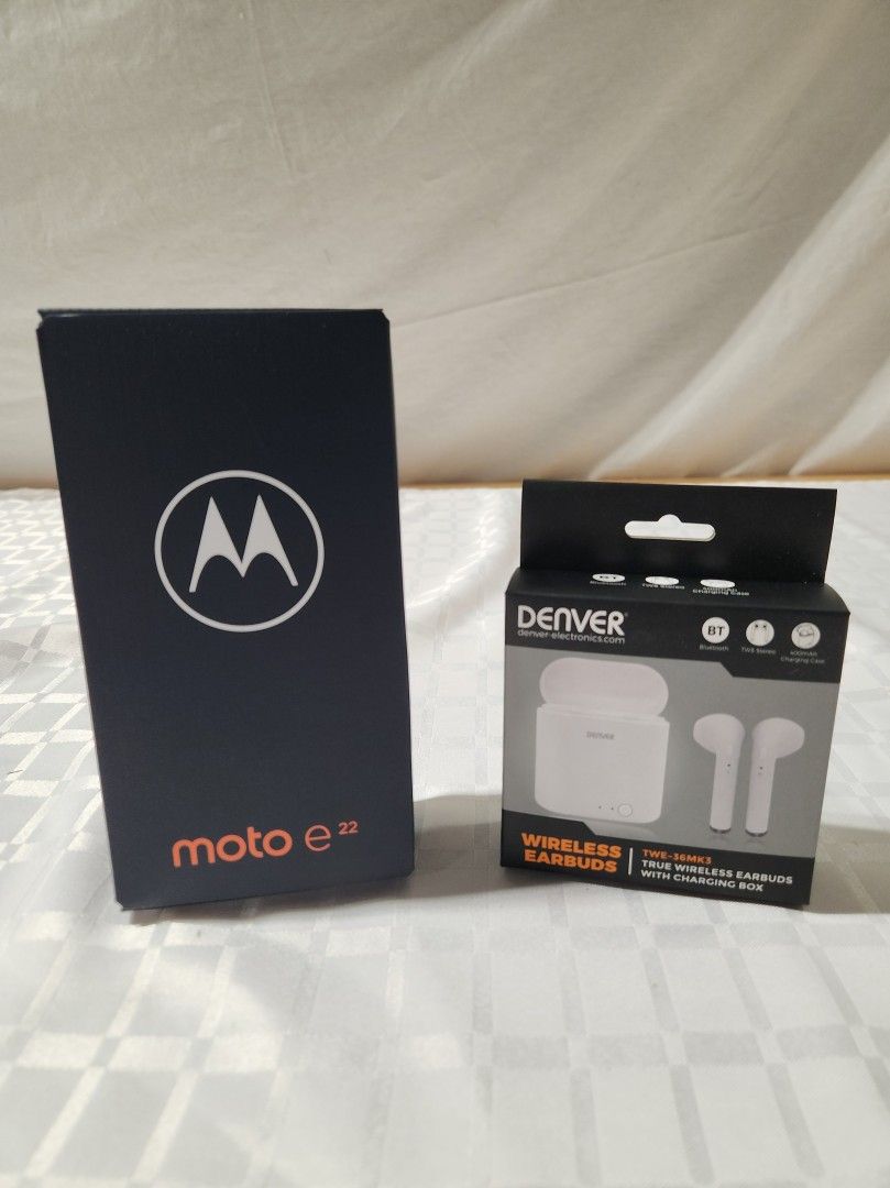 Uusi Motorola e22 + langattomat kuulokkeet