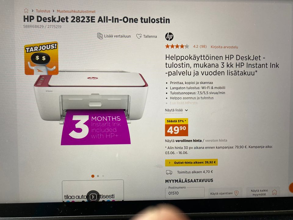 monitoimitulostin hp deskjet 2823 all in one