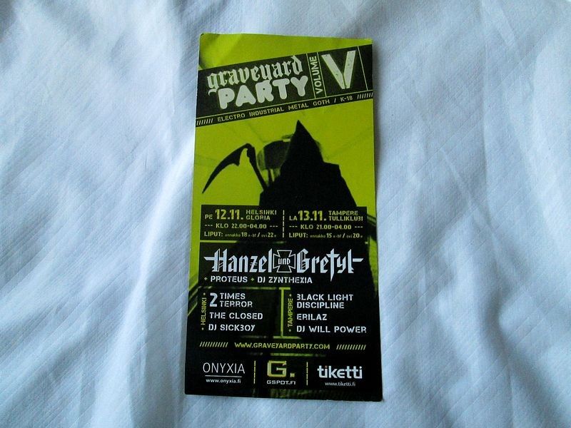 Graveyard Party V flyer (2010), EBM, metal, gootti