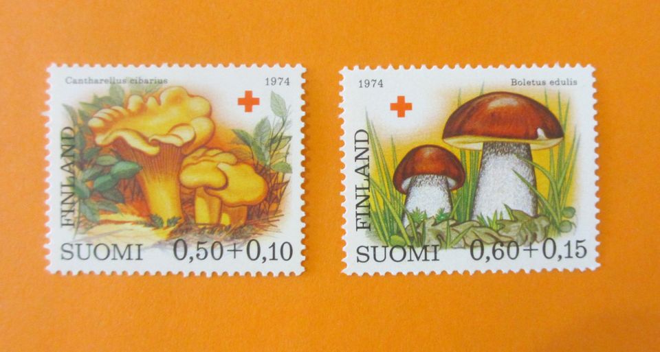 Postimerkki - Suomi Keltavahvero ja herkkutatti 1974
