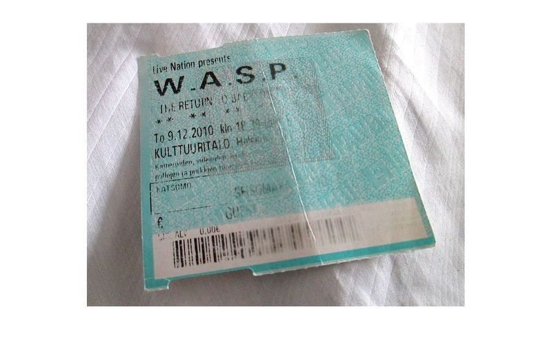 W.A.S.P. konserttilippu vuodelta 2010 (memorabilia)