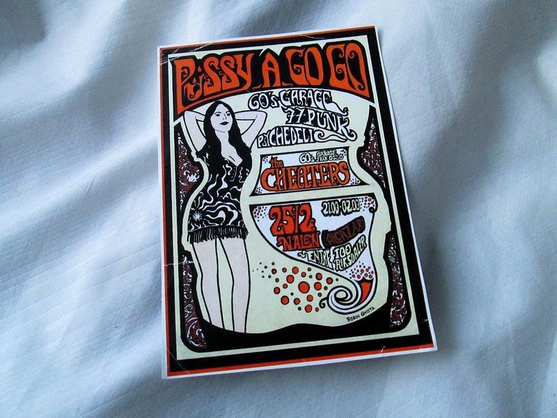 Püssy a Go Go flyer The Cheaters, punk rock, 60s