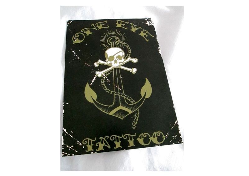 Postikortti One Eye Tattoo, metal, pääkallo, skull