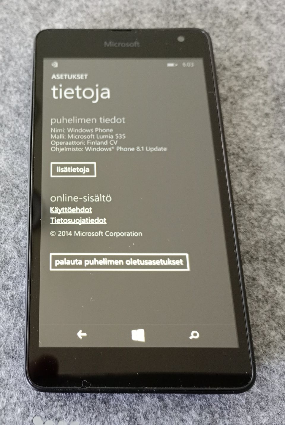 Lumia Microsoft 535 puhelin