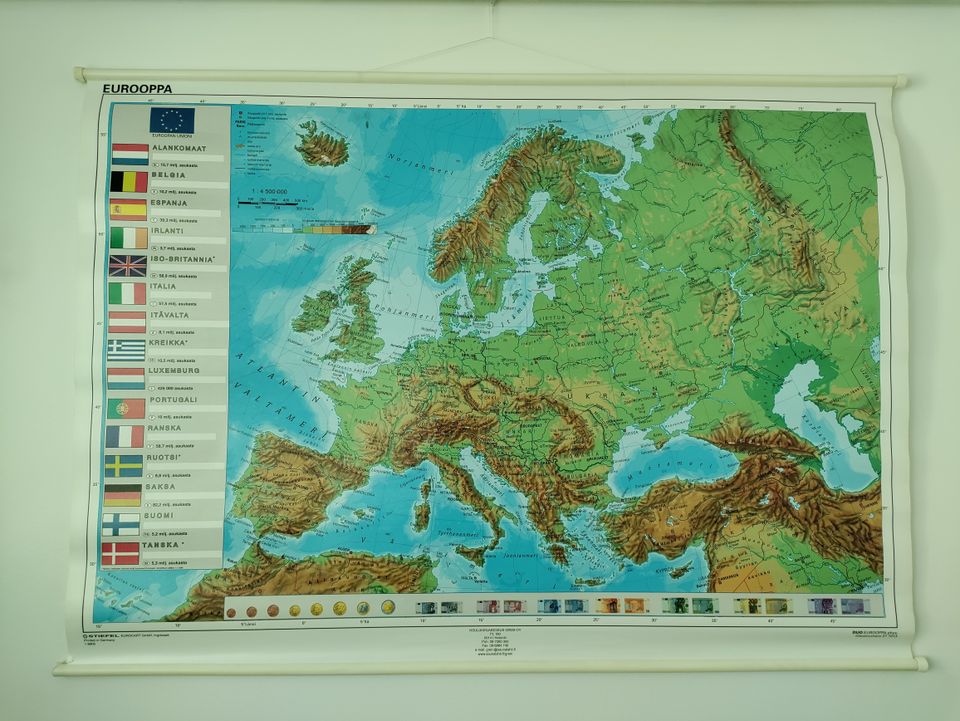Euroopan kartta opetustaulu / juliste