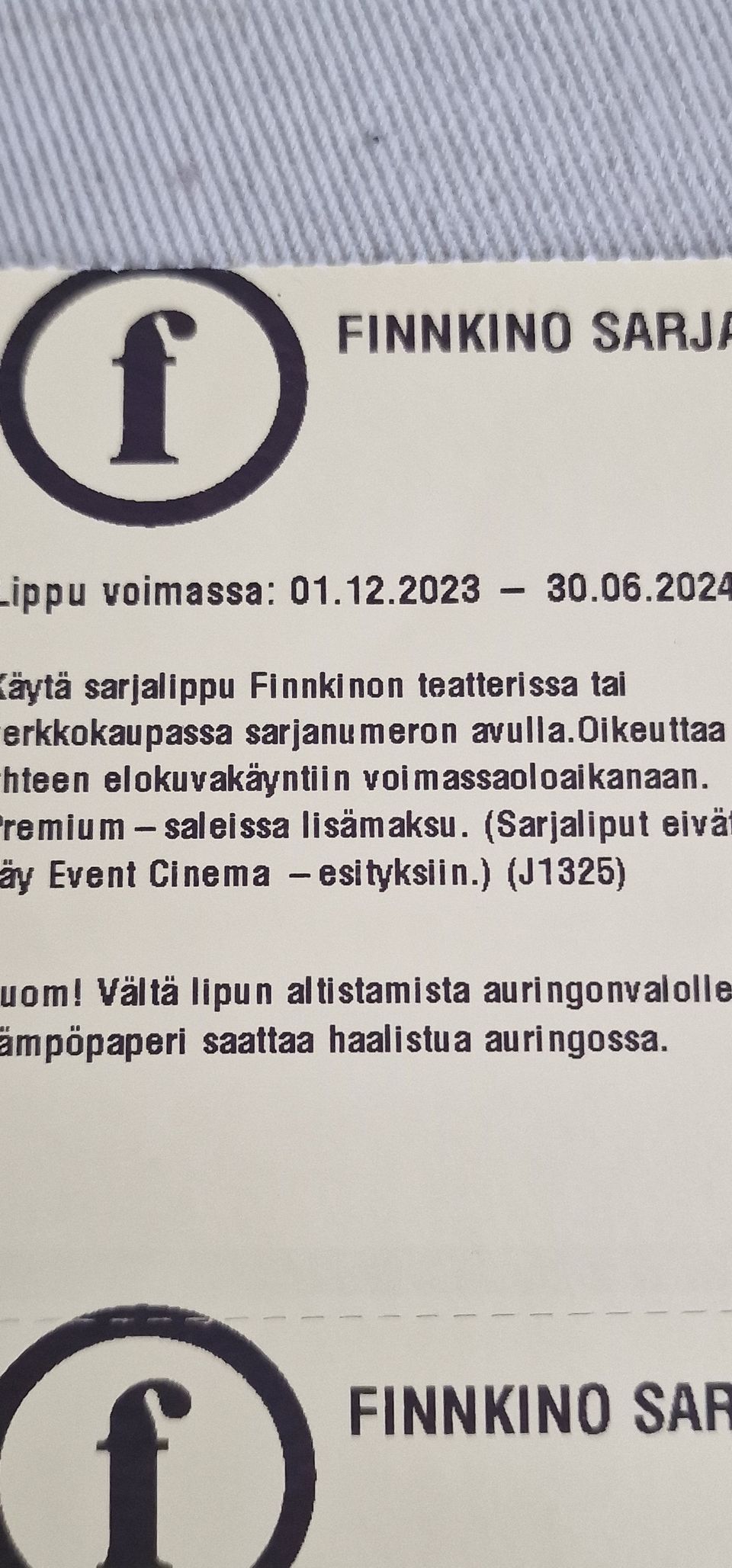 Finnkino elokuva lippuja 10 euroa kpl/ tarjoa