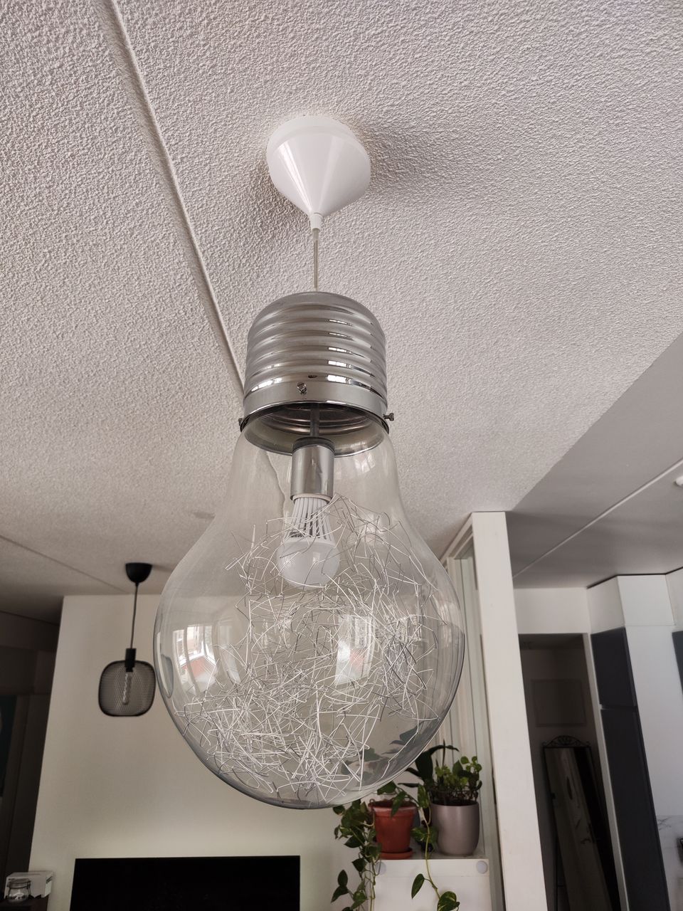 Bulb-shaped transparent ceiling lamp