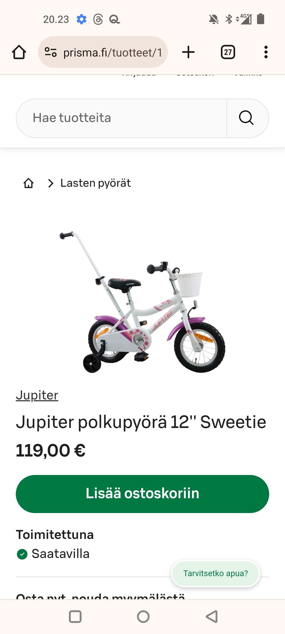 Jupiter polkupyörä 12'' Sweetie