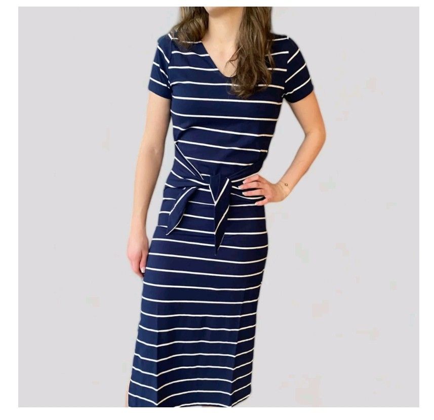 Me&i striped waist tie dress xs