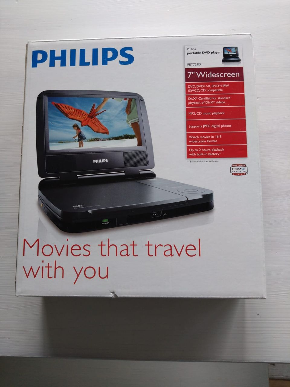 Philips pet721d kannettava dvd soitin.