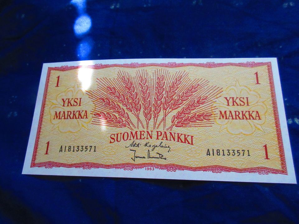Suomen yhden markan seteli v 1963