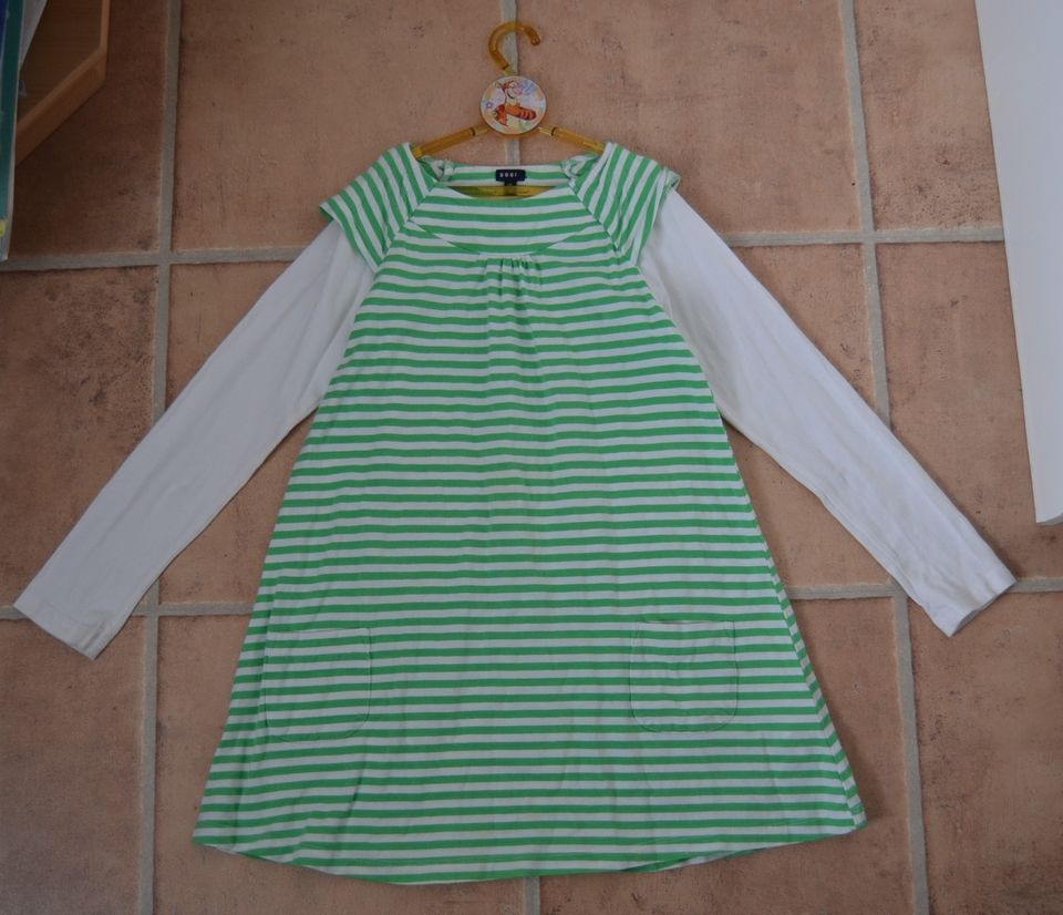 Bogi vihreä-valkoraidallinen mekko 128cm