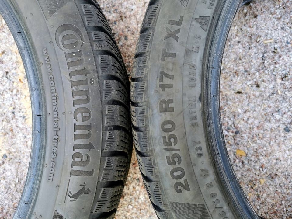 Continental 205/50 R 17, 5mm pintaa, 2 kpl