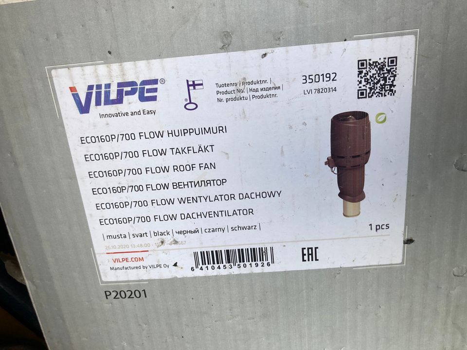 Vilpe eco160p/700 flow huippuimuri, musta