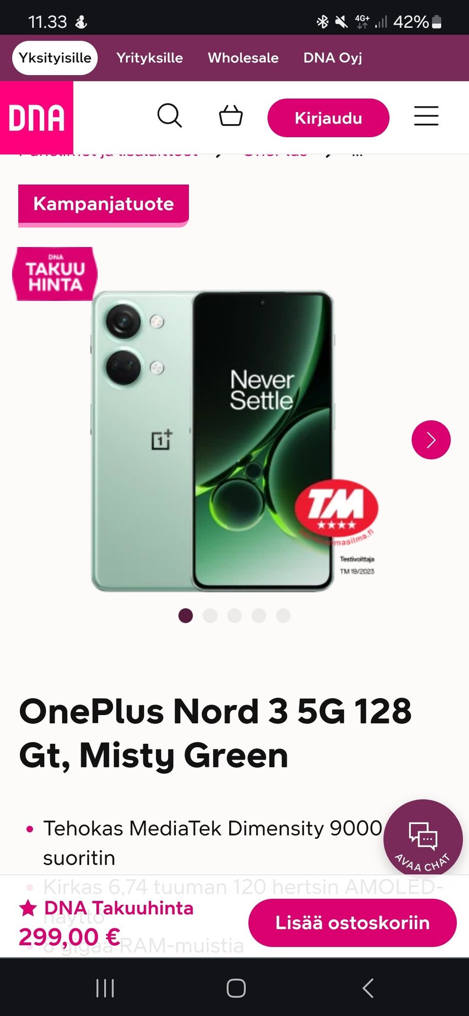 Oneplus nord 3 5g 128gb misty green väri