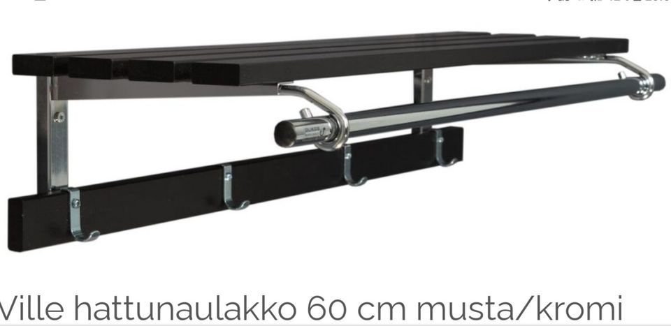 Naulakko 60 cm musta / kromi UUSI