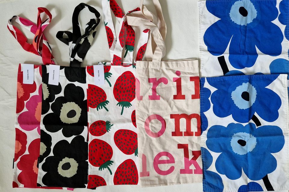 Marimekko kassi uusi unikko logo mansikka