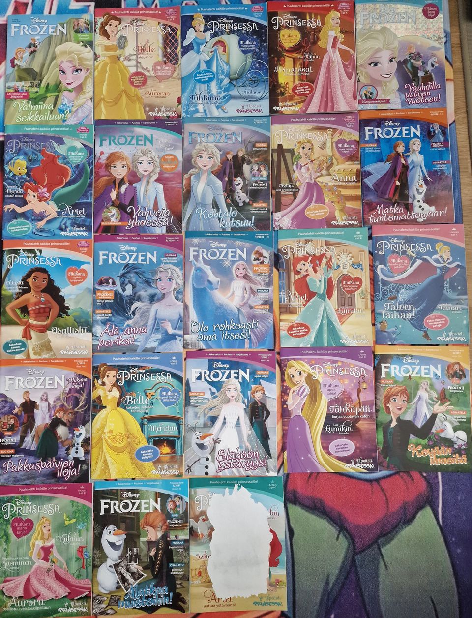 Prinsessa/Frozen-lehtiä vuosilta 2019-21