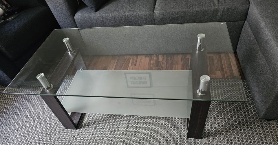 Lasinen sohvapöytä 110x60x45 cm