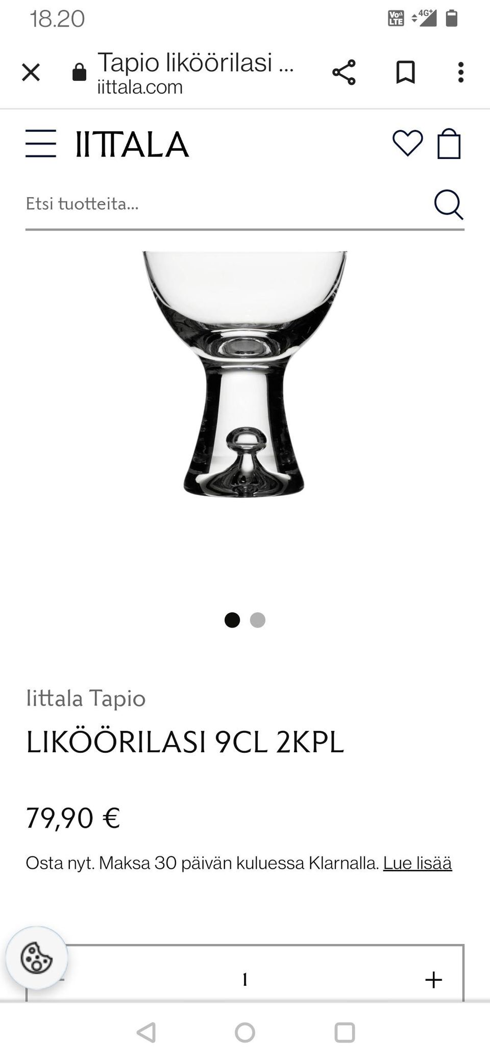 Iittala Tapio liköörilasit