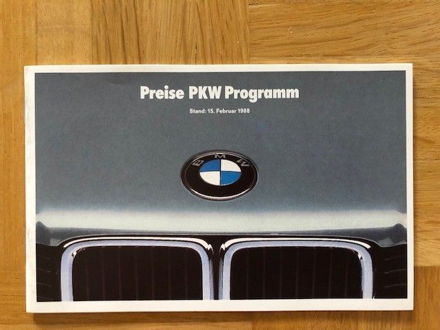 Hinnasto ja lisävarusteet BMW 1988 E30 E34 E32 E24 Z1