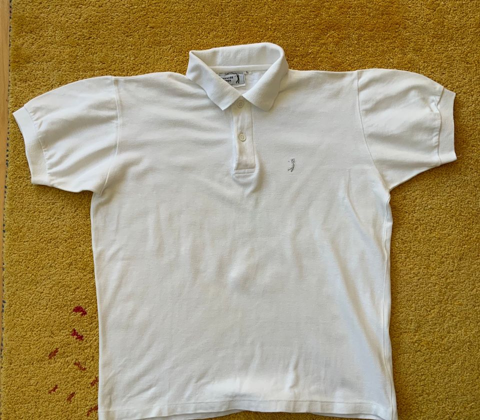 Vitivalkoinen pikeepaita / pikee / kauluksellinen t-paita, miesten M, naisten L