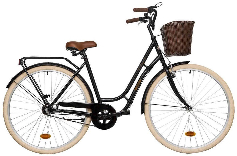 Solifer Vintage 28" 7-v naisten polkupyörä vaaleilla renkailla- mustalla korilla