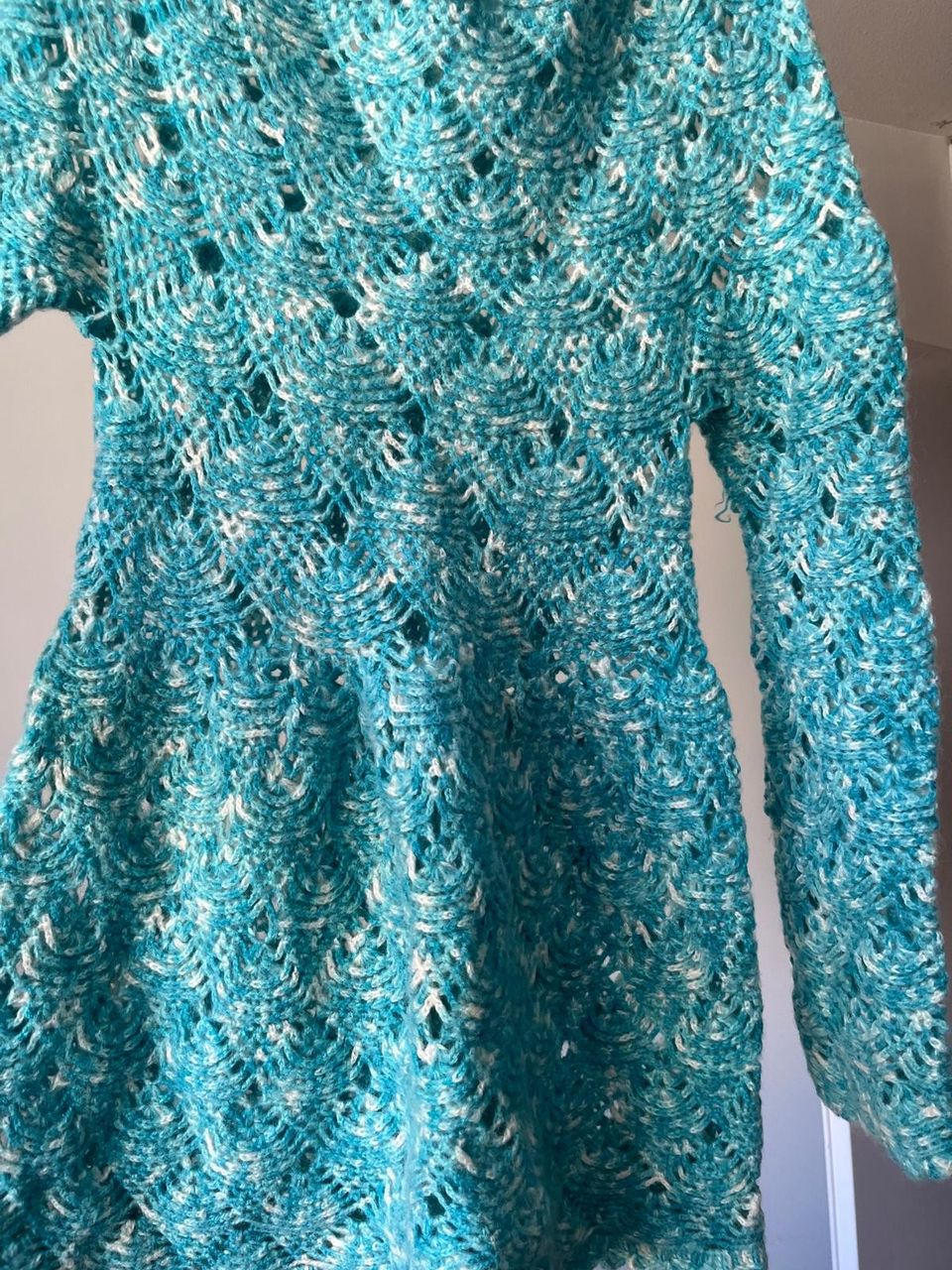 Handmade knitted dress knee length