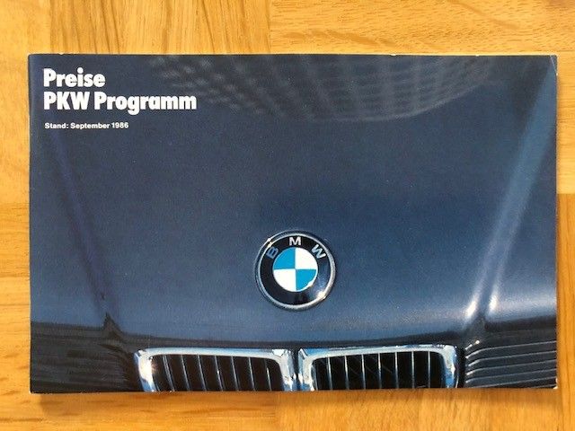 Hinnasto ja lisävarusteet BMW 1986 E30 E28 E32 E24