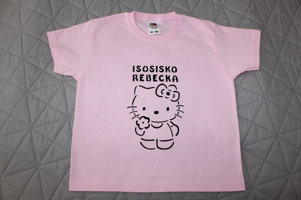 Kissa t-paita ISOSISKO teksti 92cm, nimellä (uusi)