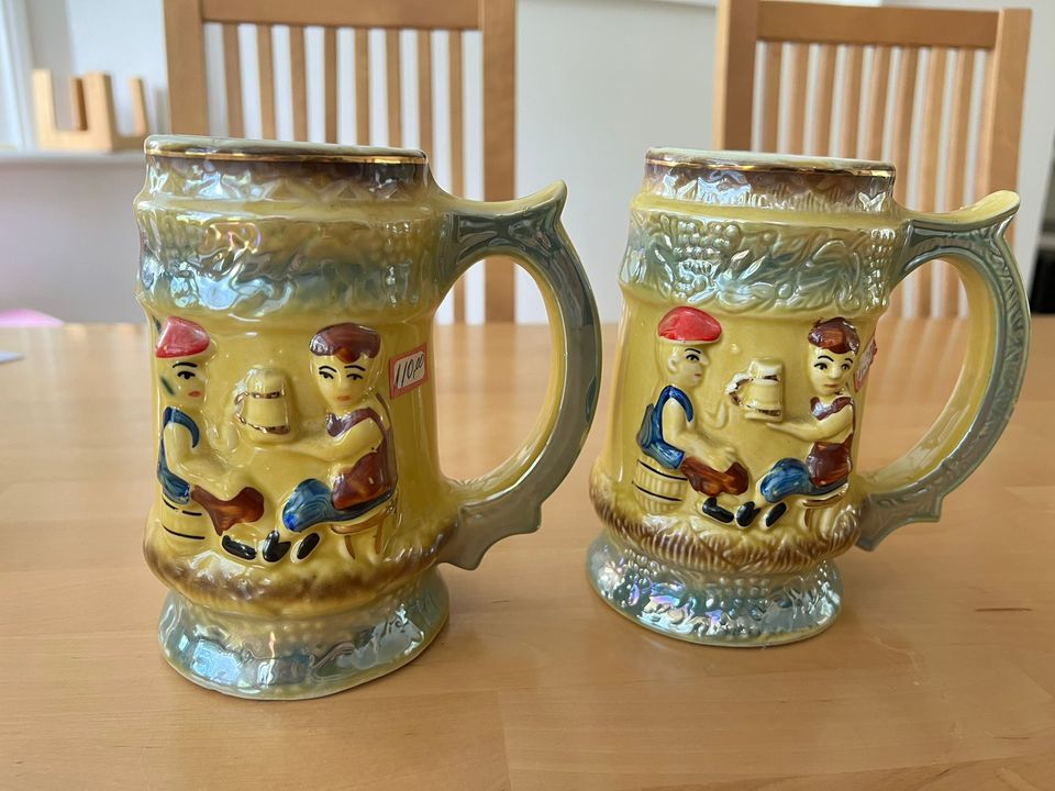 Vintage Santa Rosa Porcelain Beer Mugs - Perfect Condition