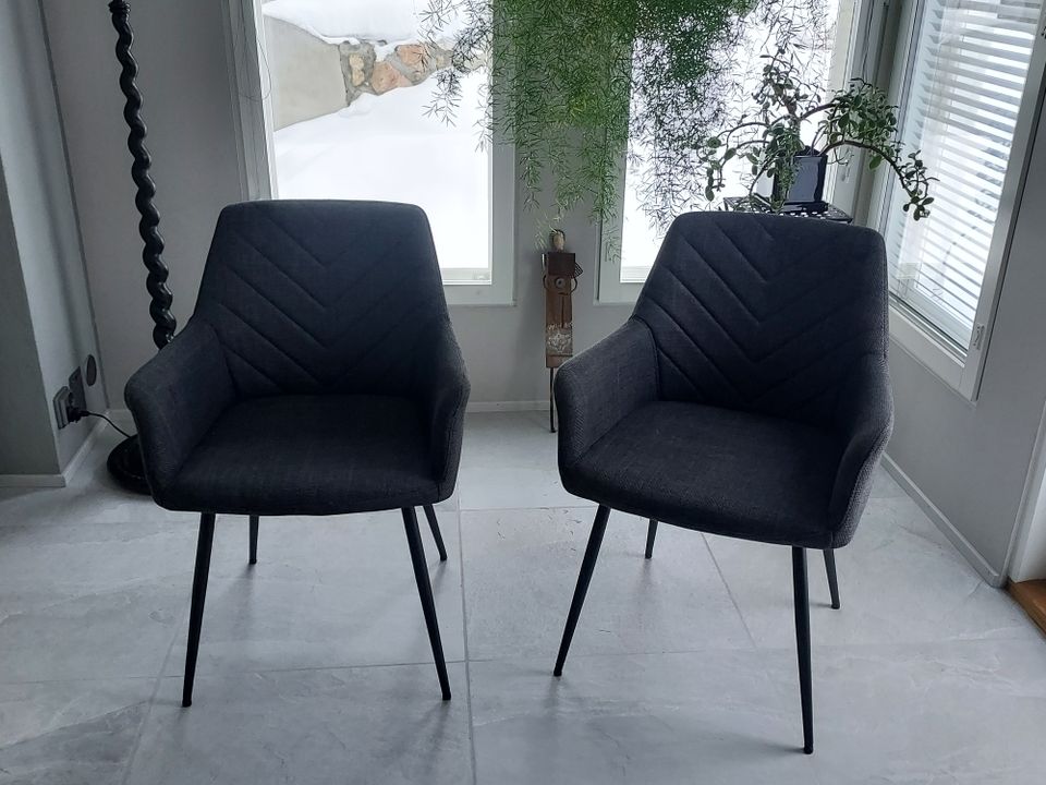 2 kpl JYSK Purhus tuolia, harmaa/musta