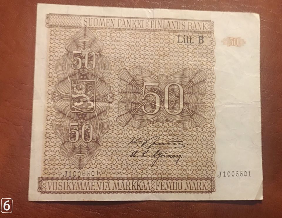 50 markkaa v. 1945 Litt. B