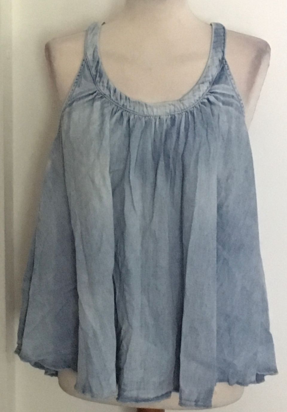 H&M sininen babydoll farkkutoppi 36