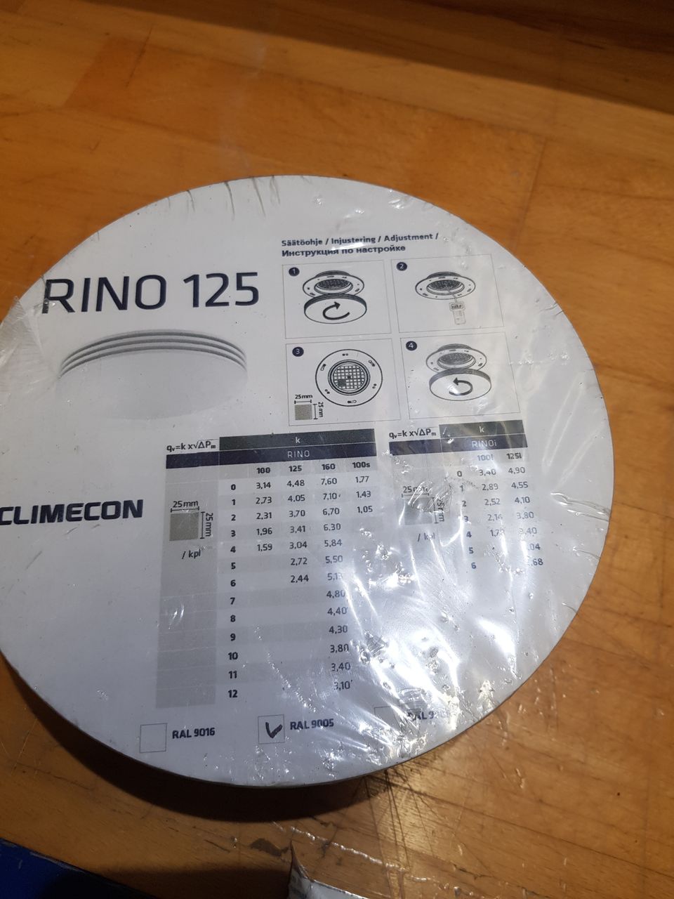 Tuloilmaventtiili Climecon Rino -125