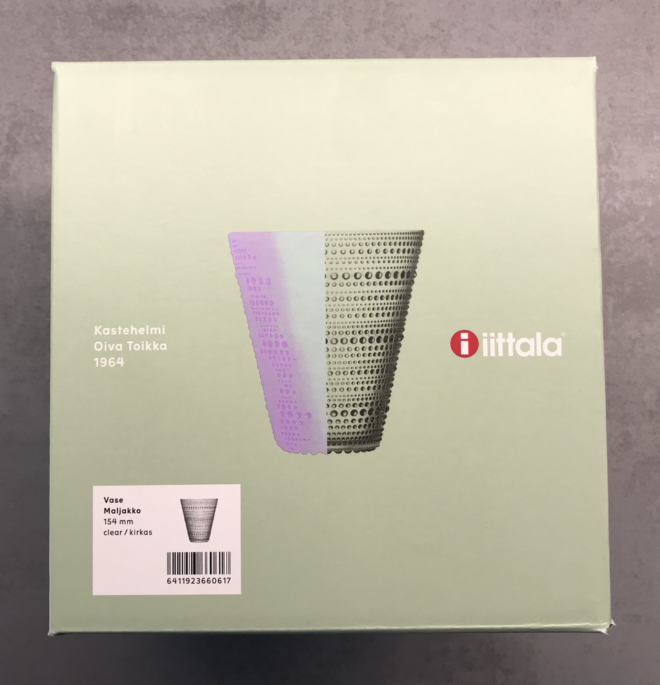 UUSI Iittala Kastehelmi maljakko (kirkas 154 mm)