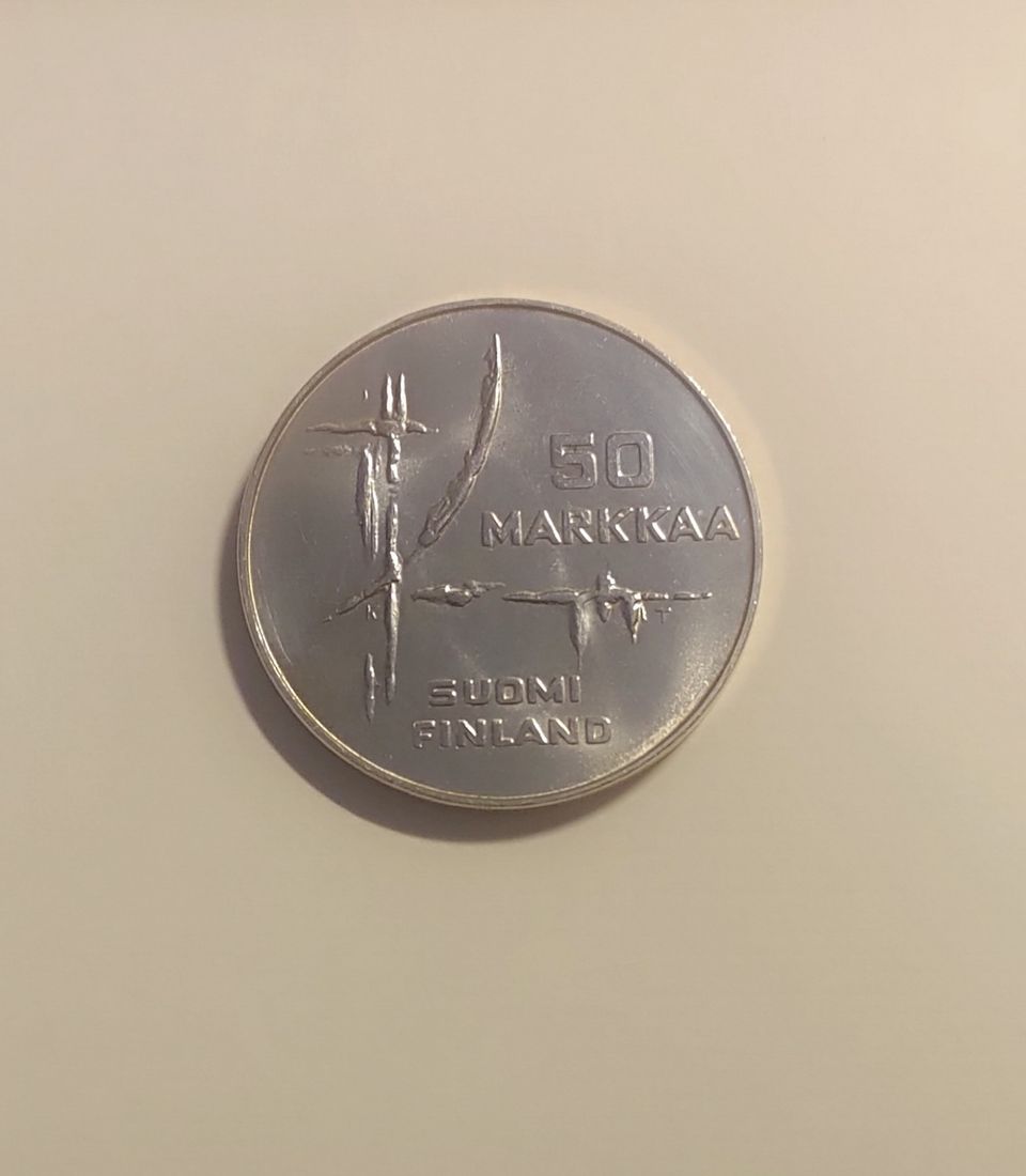 Juhlakolikko 50 markkaa v.1982,  jääkiekon MM, hopeaa