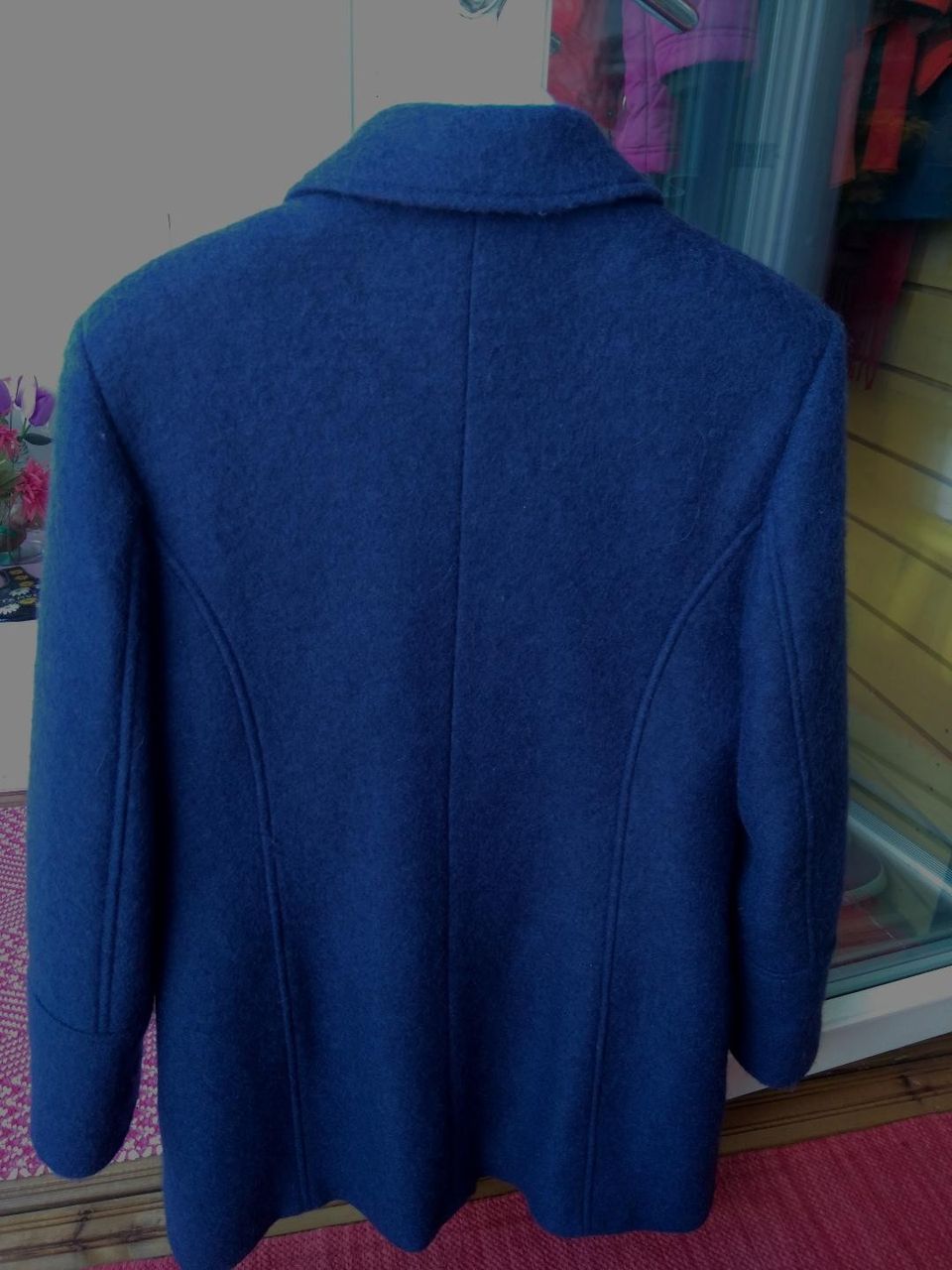 Kaunis sininen puolipitkä villa kangas takki