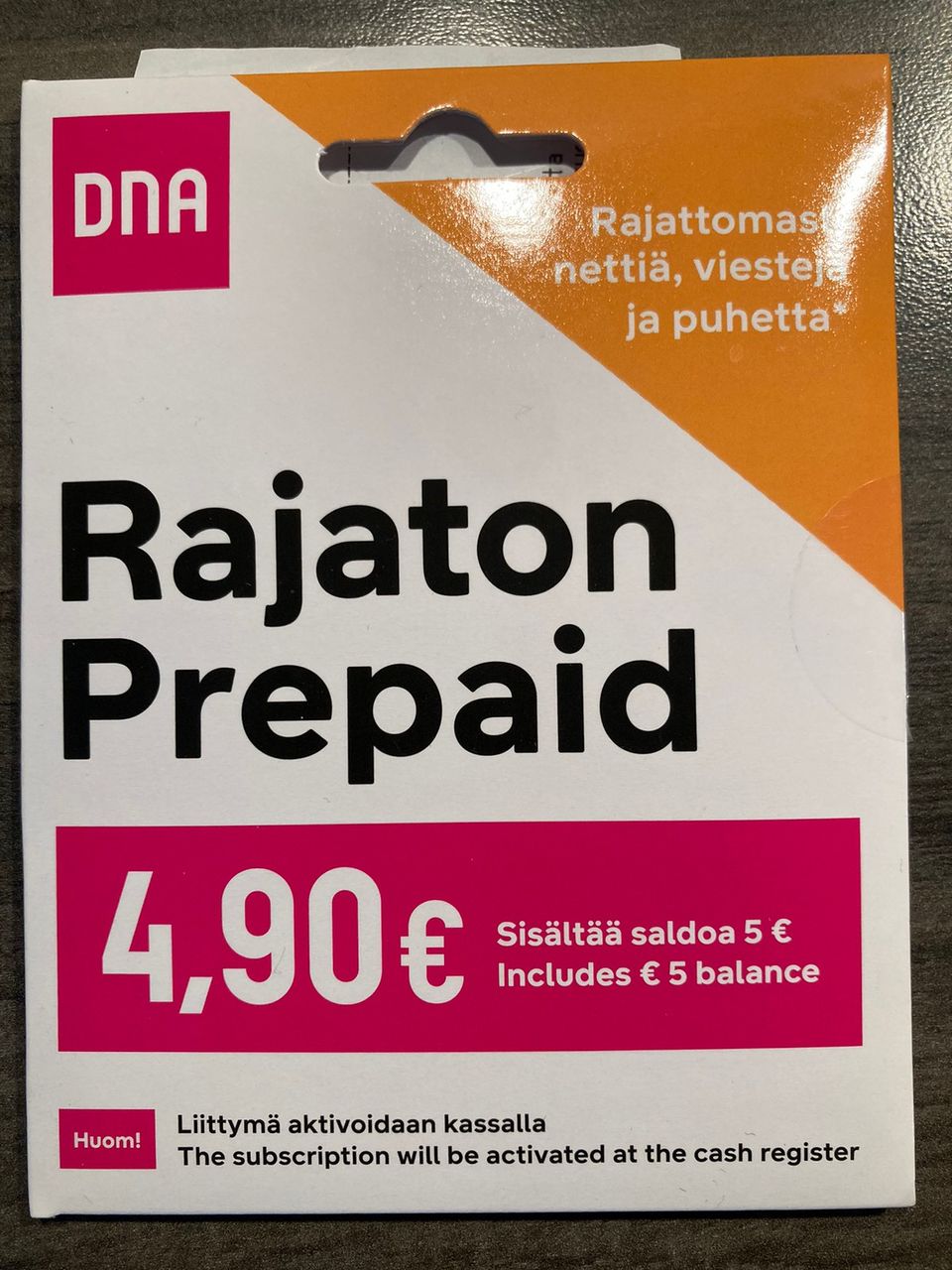 DNA rajaton prepaid / sis. 5 € saldoa!