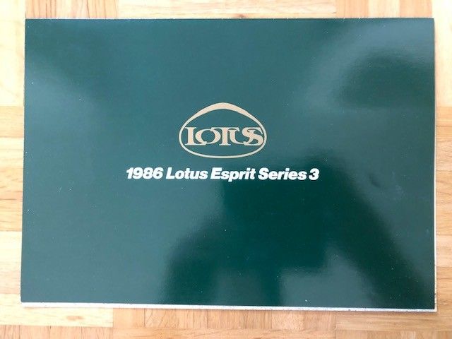 Esite Lotus Esprit Series 3 vuodelta 1986