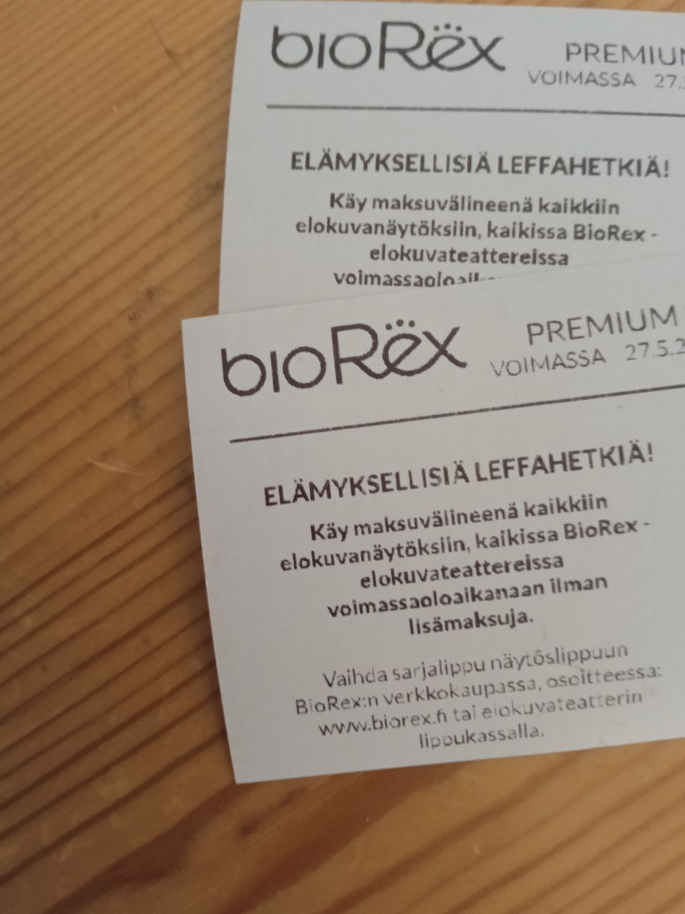 Biorex elokuvaliput