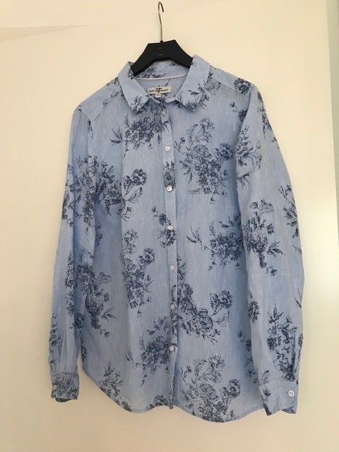 Sinisävyinen paitapusero pellavaa / pellava koko 42