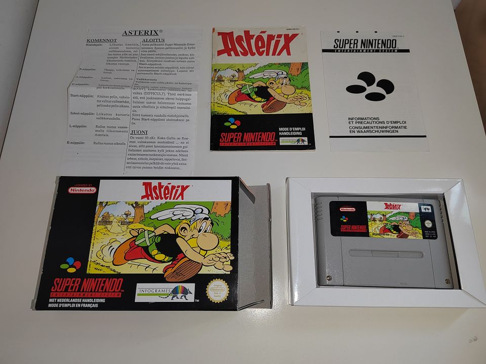 Asterix snes + pkt alkuperäinen sis: Suomi ohjeet.