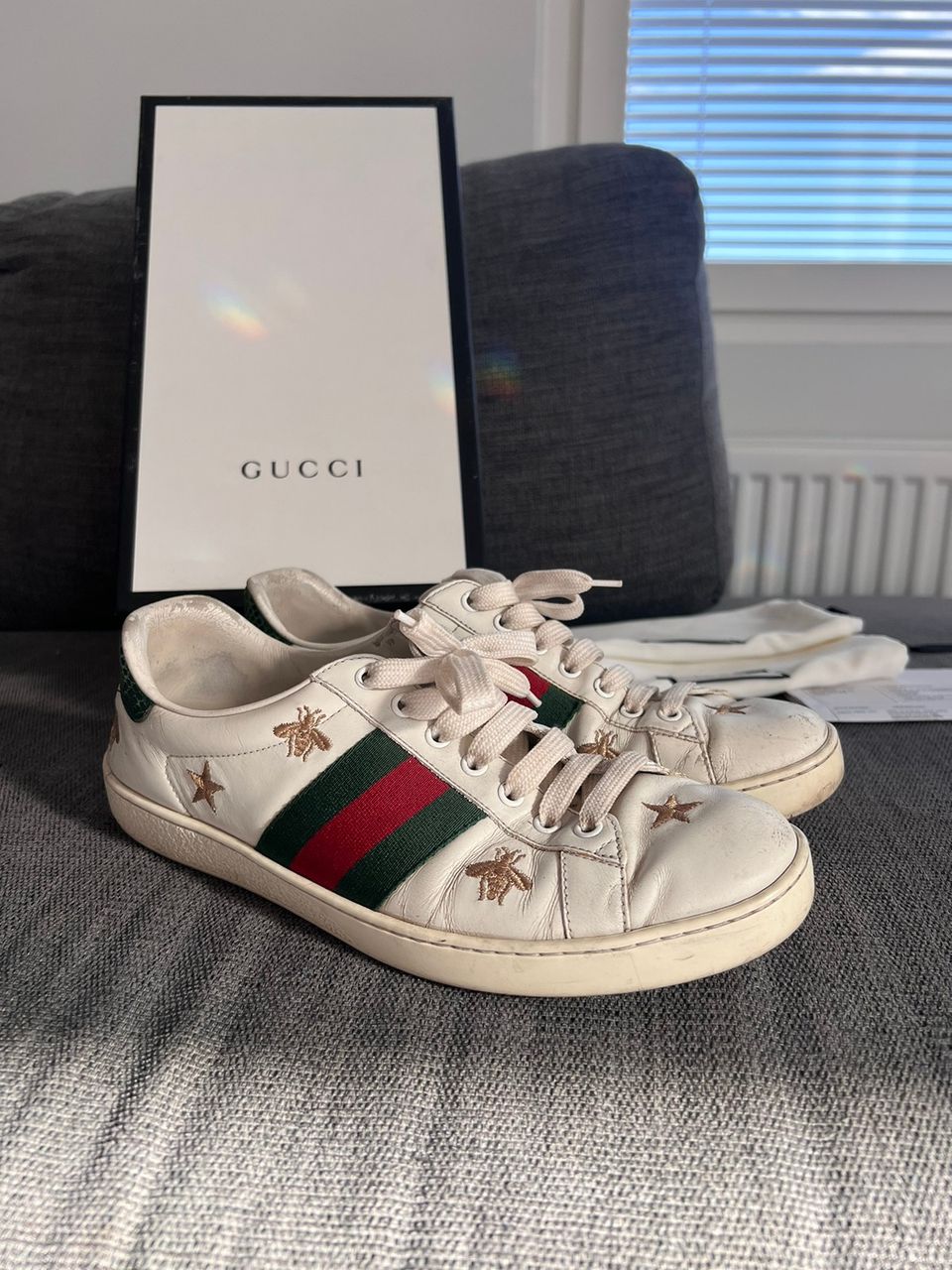 Gucci ace embroidered 'bees and stars'