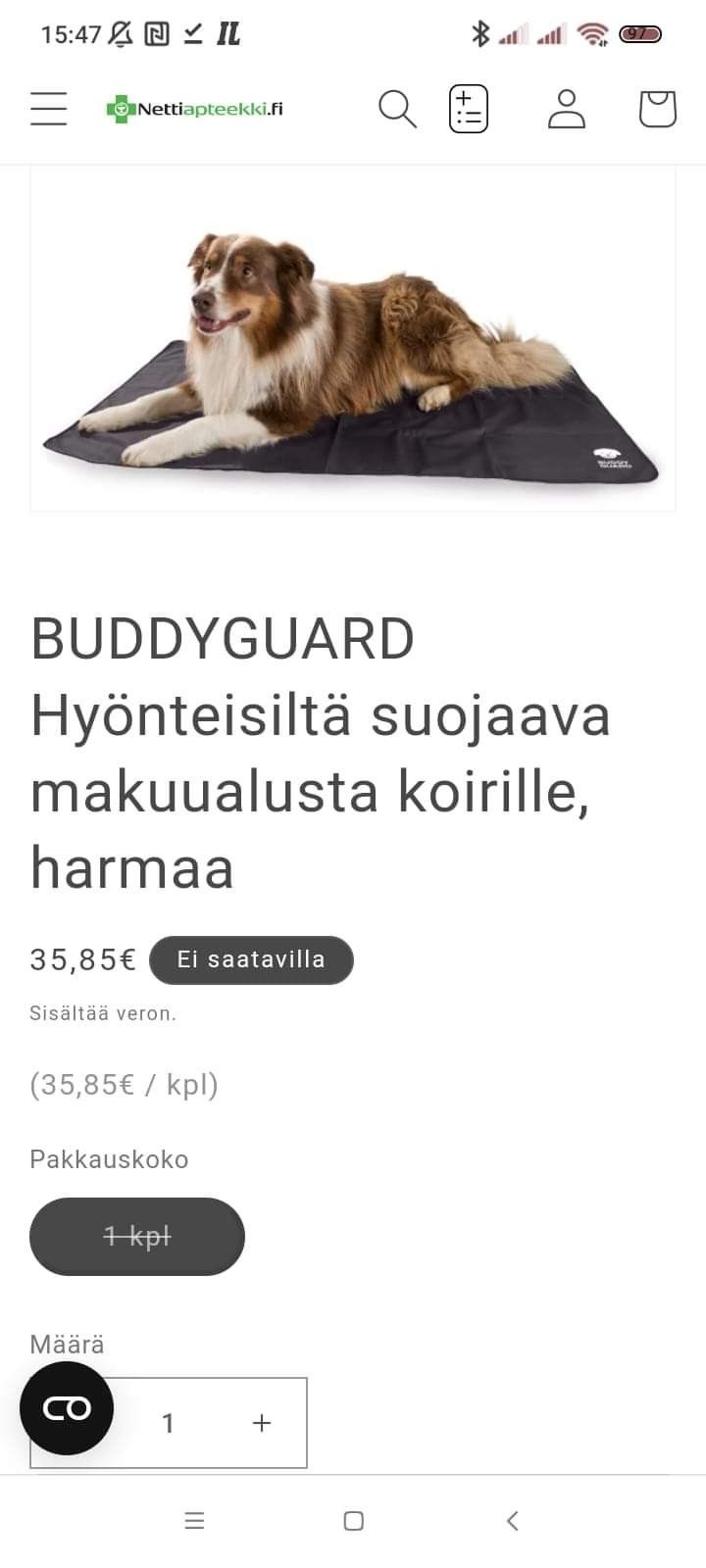 Buddyguard makuualusta 120 x 80 cm